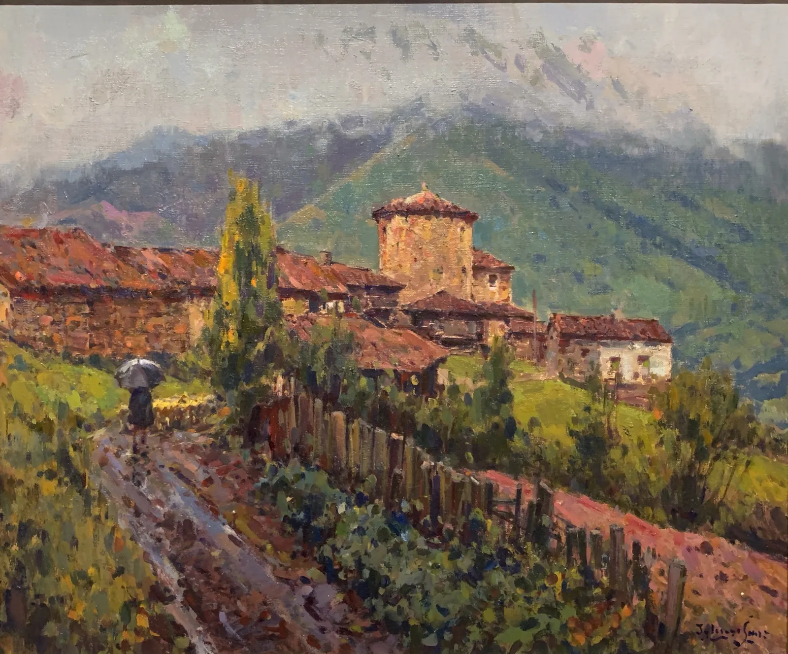 Bandujo. Asturias, óleo en lienzo de Antonio Iglesias Sanz