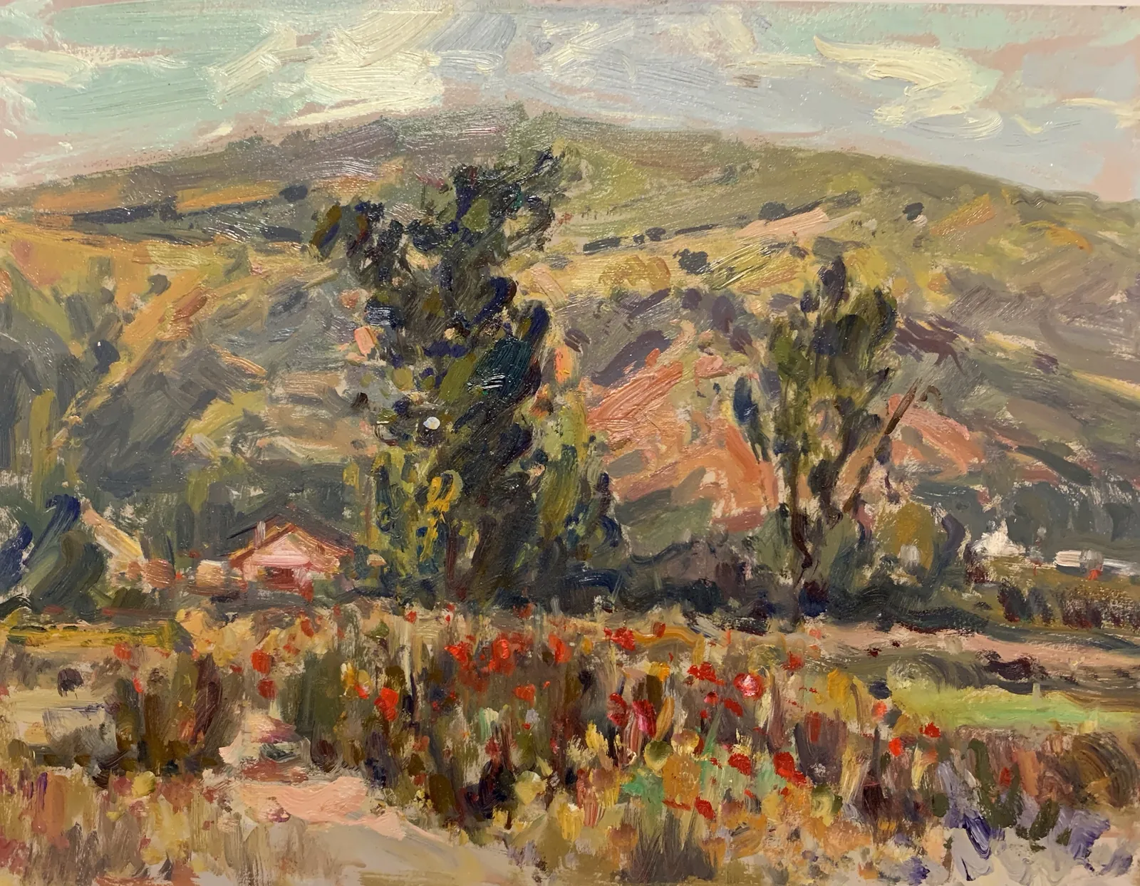 Paisaje sin título VIII, óleo en tabla de Antonio Iglesias Sanz